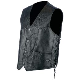 Rocky Ranch Hides&trade; Rock Design Genuine Hog Leather Biker Vest