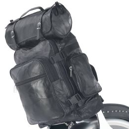 Diamond Plate&trade; 3pc Rock Design Genuine Buffalo Leather Motorcycle Bag Set