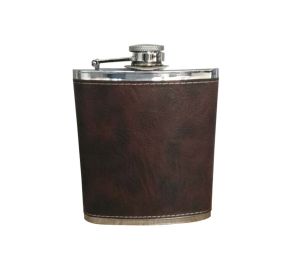 [LETHER] Creative Hiking/Camping Stainless Steel Hip Flask, 7oz