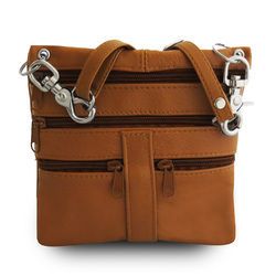 Multi Pockets Leather Messenger Bag-Tan Color