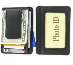 AFONiE Printed Grain Cowhide Leather Money Clip with Magnet