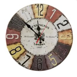 14" Retro Unique Wooden Wall Clock Decor Silence Hanging Clock (Style: 4)