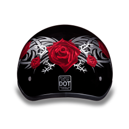 D.O.T. DAYTONA SKULL CAP- W/ ROSE (size: L)